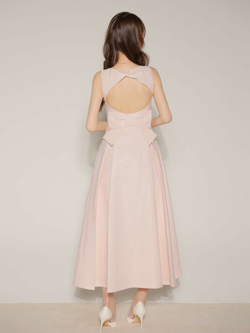 【Lサイズあり】charmer jacquard back ribbon long dress LF4635-c