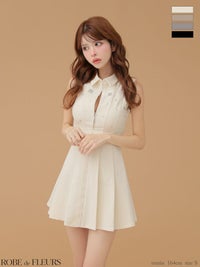 ROBE de FLEURS ローブドフルール 【XS～Lサイズあり】襟付きノースリーブフレアミニキャバドレス fm4156-c