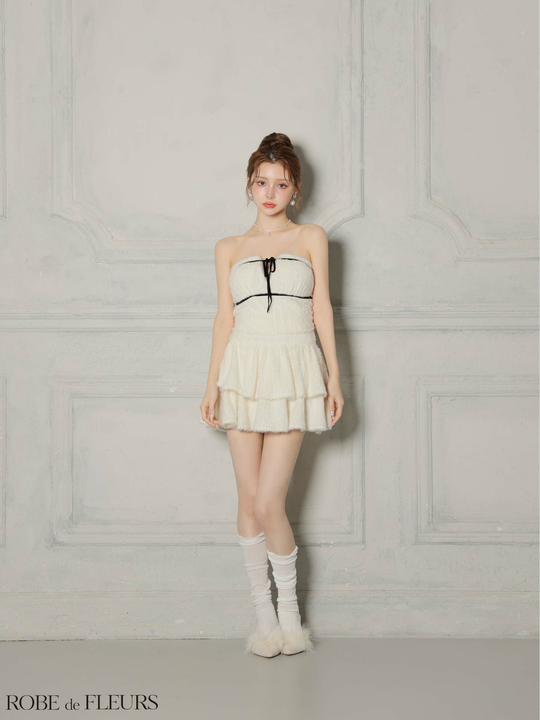 ROBE de FLEURS ローブドフルール 【XSサイズあり】 リボンフリル