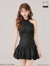 ROBE de FLEURS ローブドフルール 【XSサイズあり】ジャガードホルターネックフレアミニキャバドレス fm4624-c