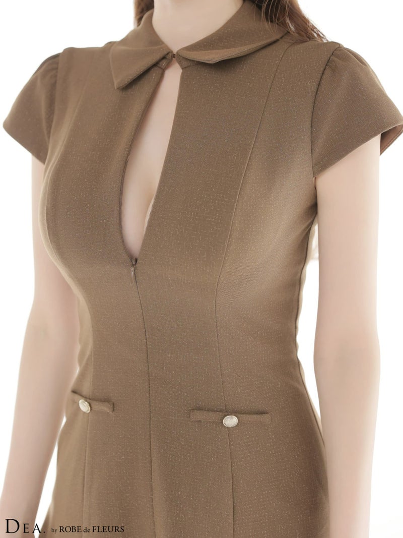 DEA. ディア バイ ローブドフルール 【XS～Lサイズあり】襟袖ラメツイルフレアミニキャバドレス de4312-c