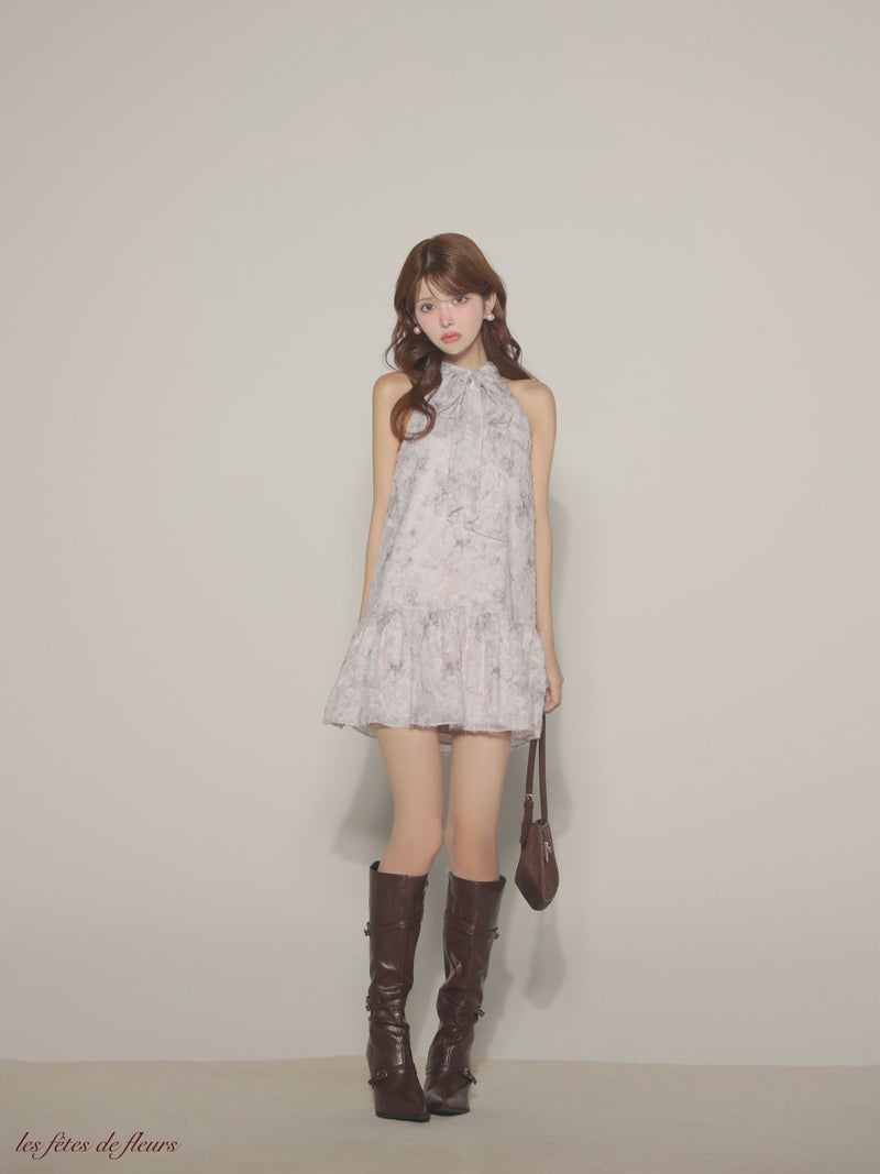Les fetes de fleurs レフェットデフルール【XSサイズあり】 fleurs jacquard mini dress LF4625