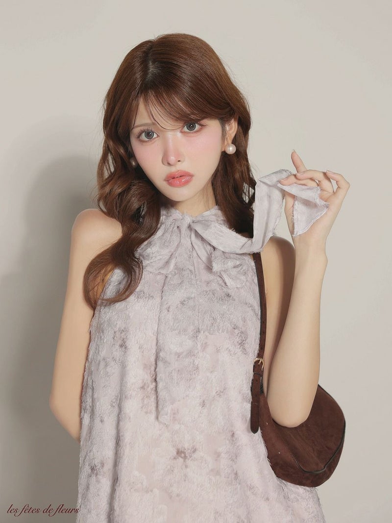 Les fetes de fleurs レフェットデフルール【XSサイズあり】 fleurs jacquard mini dress LF4625