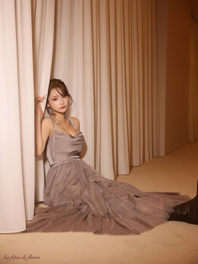 Les fetes de fleurs レフェットデフルール【XSサイズあり】 luxe tulle long dress LF4636