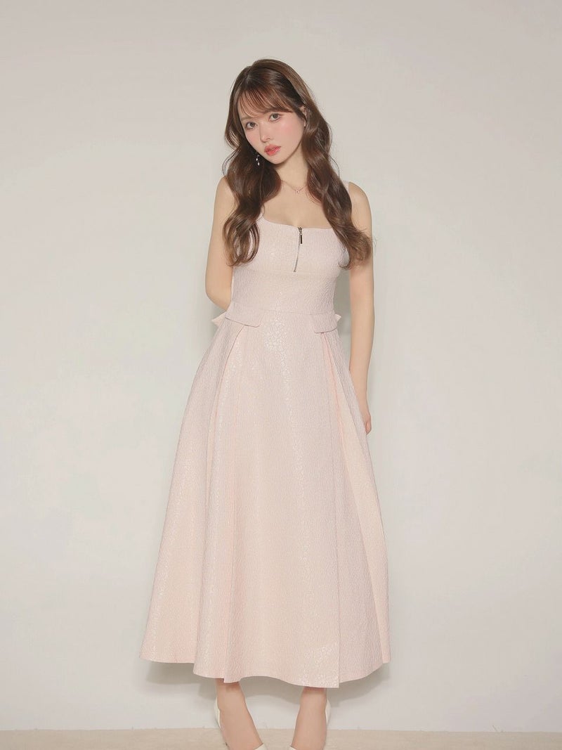 Les fetes de fleurs レフェットデフルール 【Lサイズあり】charmer jacquard back ribbon long dress LF4635