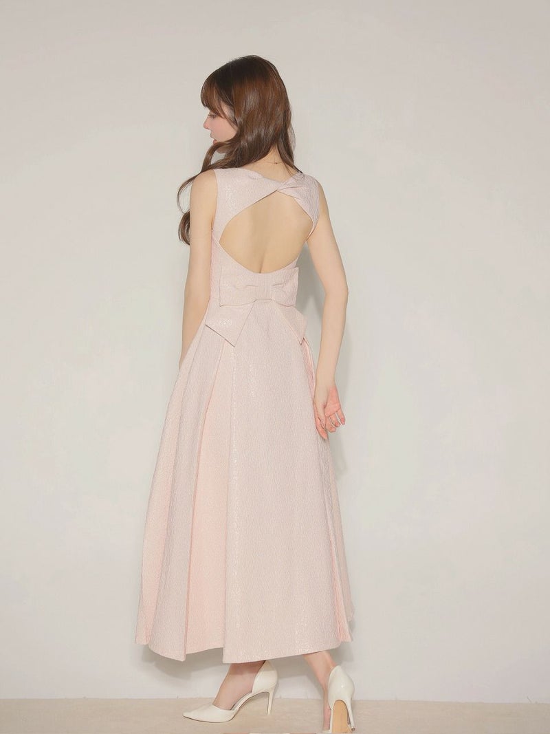 Les fetes de fleurs レフェットデフルール 【Lサイズあり】charmer jacquard back ribbon long dress LF4635