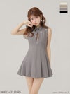 ROBE de FLEURS ローブドフルール 【XS～Lサイズあり】襟付きノースリーブフレアミニキャバドレス fm4156