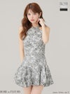 ROBE de FLEURS ローブドフルール 【XSサイズあり】ジャガードホルターネックフレアミニキャバドレス fm4624