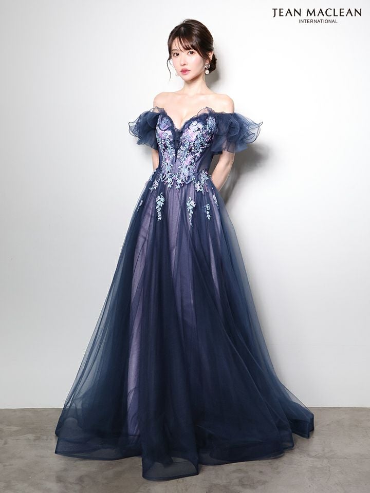 JEAN MACLEAN ジャンマクレーン オフショル/ボリュームフリルスリーブ/花柄刺繍/姫/ロングドレス  ja51006