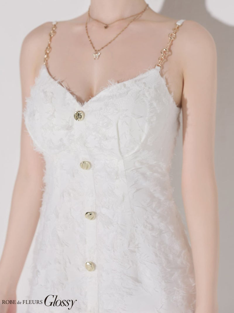 Glossy ローブドフルールグロッシー 【XSサイズあり】フリンジジャガードキャミミニキャバドレス gl4337-c