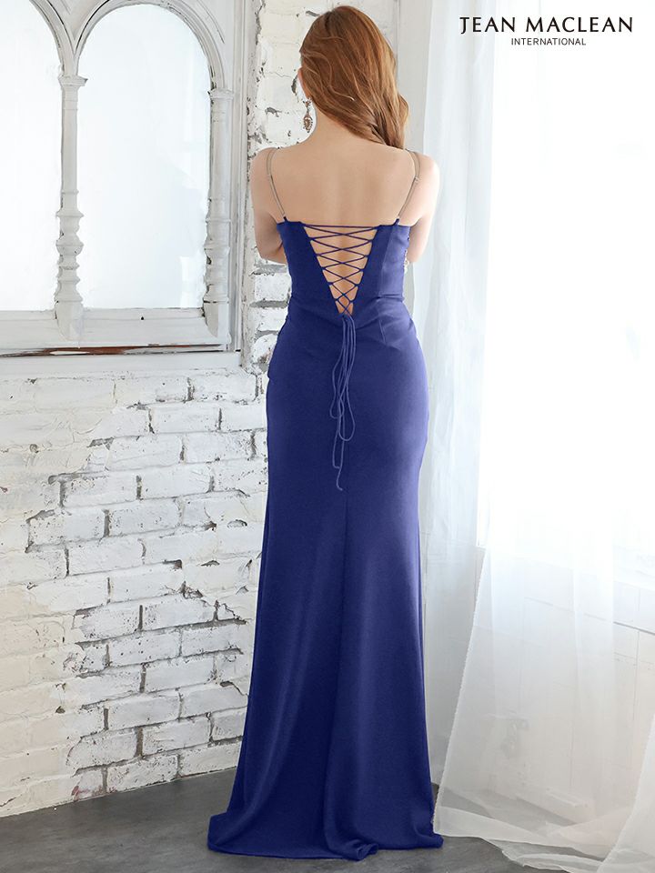 IRMA イルマ ワンカラー/サイドシアー/グラデーションビジュー/スリット入り/タイト ロングドレス ir51900-c