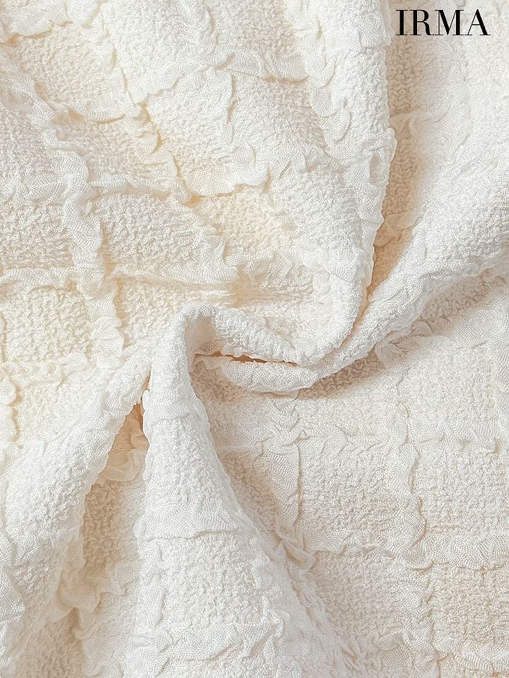 IRMA イルマ バイカラー/パイピング/リボンブローチ付き/パールビジュー/セミフレア/ミニドレス ir55086-c