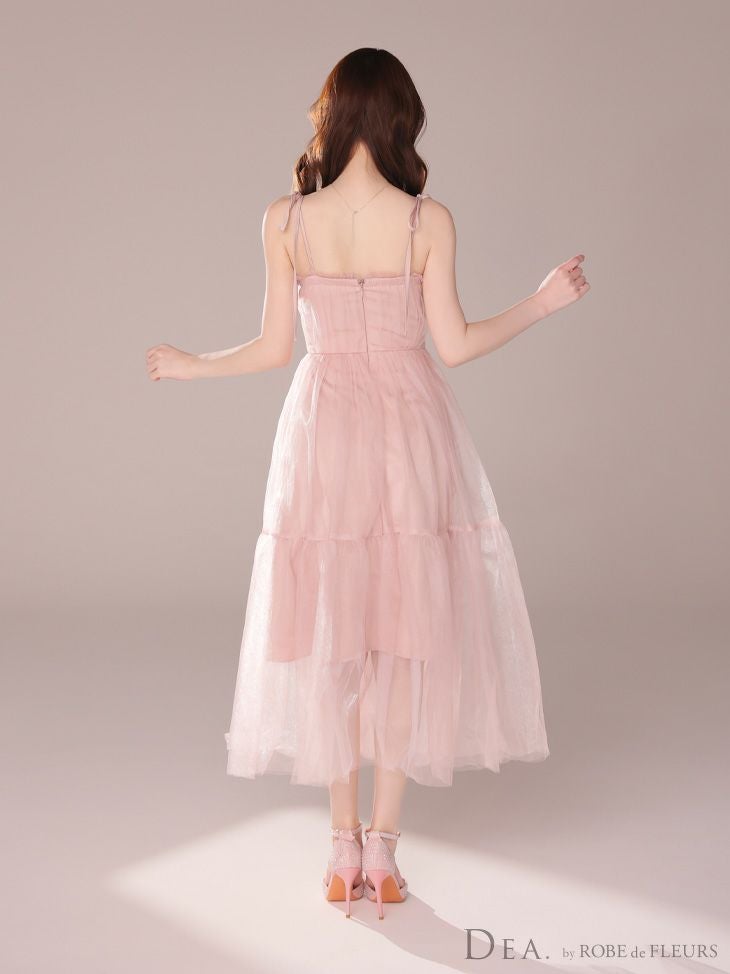 DEA. ディア バイ ローブドフルール ショルダーリボンフレアチュールロングキャバドレス de3745