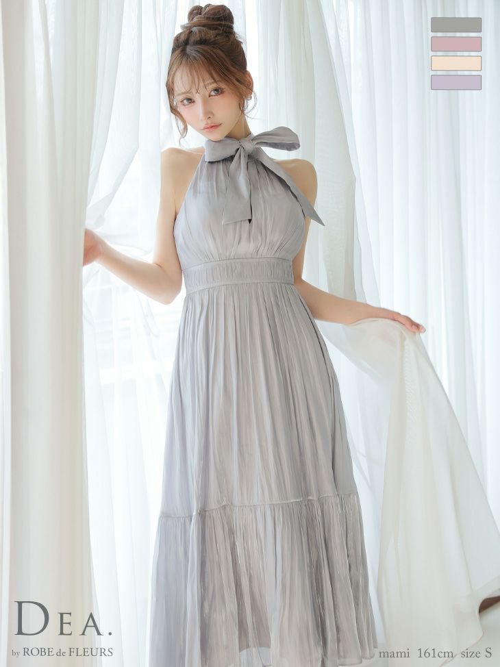 DEA. ディア バイ ローブドフルール 2way バストカットサテンリボンフレアロングキャバドレス de3366