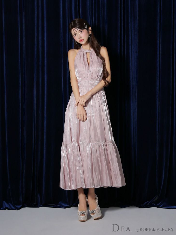 DEA. ディア バイ ローブドフルール 2way バストカットサテンリボンフレアロングキャバドレス de3366
