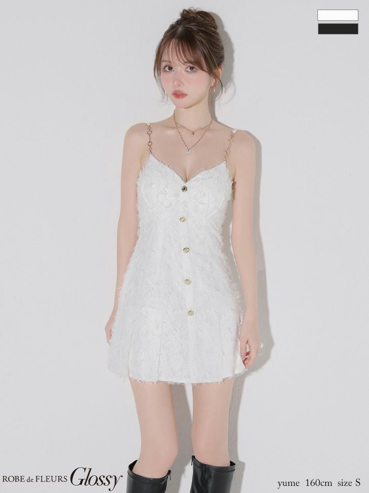 Glossy ローブドフルールグロッシー 【XSサイズあり】フリンジジャガードキャミミニキャバドレス gl4337
