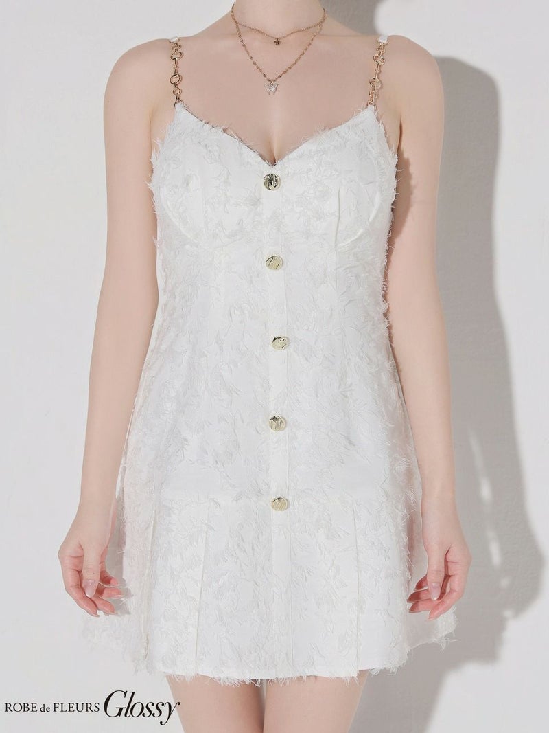 Glossy ローブドフルールグロッシー 【XSサイズあり】フリンジジャガードキャミミニキャバドレス gl4337