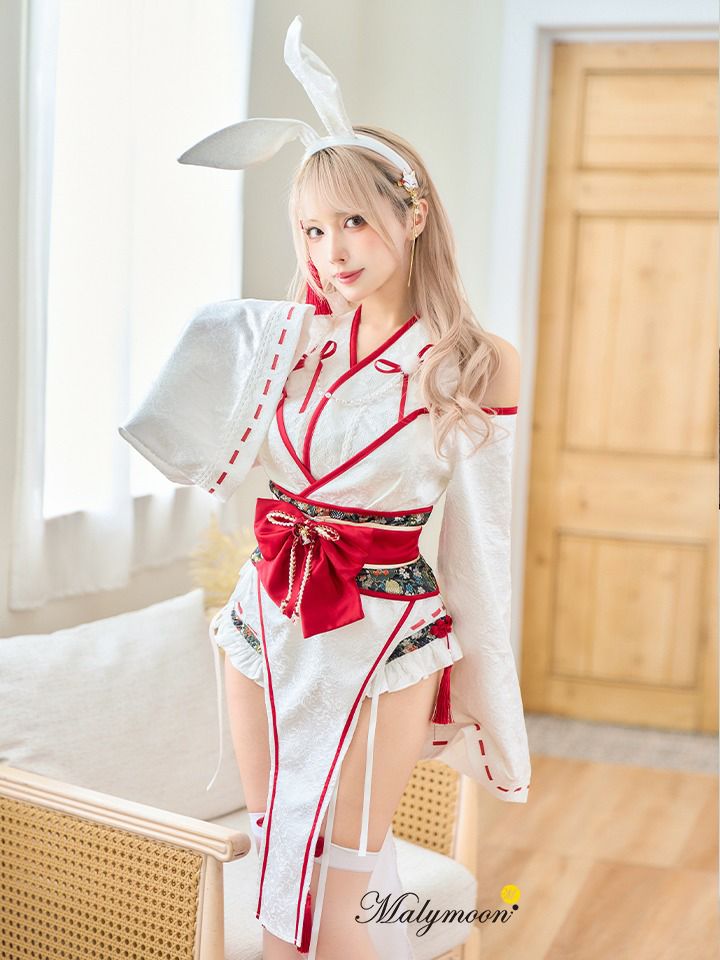 9点セット】Malymoon マリームーン ロングスリット巫女バニー[ホワイト