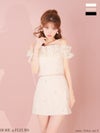 ROBE de FLEURS ローブドフルール 【XSサイズあり】 オフショルフラワーレースフリル袖セットアップミニキャバドレス fm4342-c
