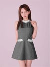 ROBE de FLEURS anier.ROBE ローブドフルール アニエルローブ Glitter flannel halter pearl mini dress fm-anier4057-c