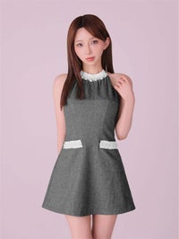ROBE de FLEURS anier.ROBE ローブドフルール アニエルローブ Glitter flannel halter pearl mini dress fm-anier4057-c