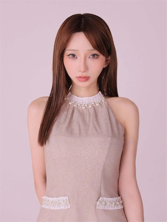 ROBE de FLEURS anier.ROBE ローブドフルール アニエルローブ Glitter flannel halter pearl mini dress fm-anier4057-c