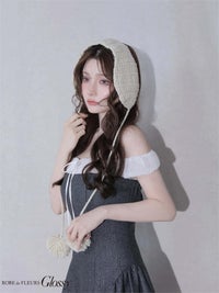 ROBE de FLEURS anier.ROBE ローブドフルール アニエルローブ Glitter flannel off-the-shoulder mini dress fm-anier4058-c