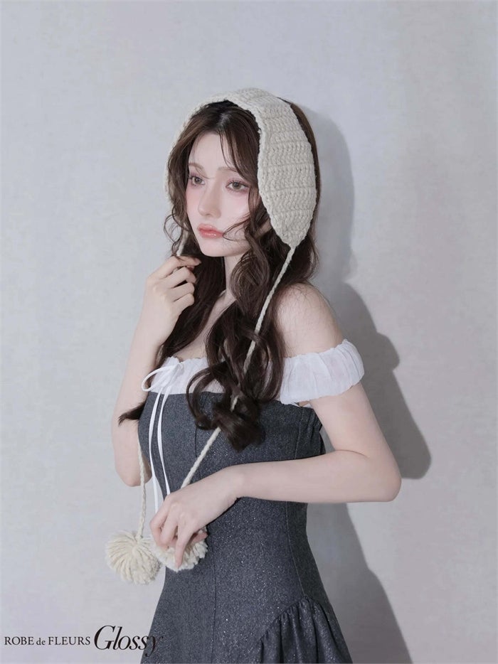 ROBE de FLEURS anier.ROBE ローブドフルール アニエルローブ Glitter flannel off-the-shoulder mini dress fm-anier4058-c