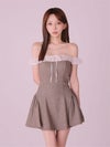 ROBE de FLEURS anier.ROBE ローブドフルール アニエルローブ Glitter flannel off-the-shoulder mini dress fm-anier4058-c