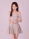 ROBE de FLEURS anier.ROBE ローブドフルール アニエルローブ Glitter flannel off-the-shoulder mini dress fm-anier4058-c