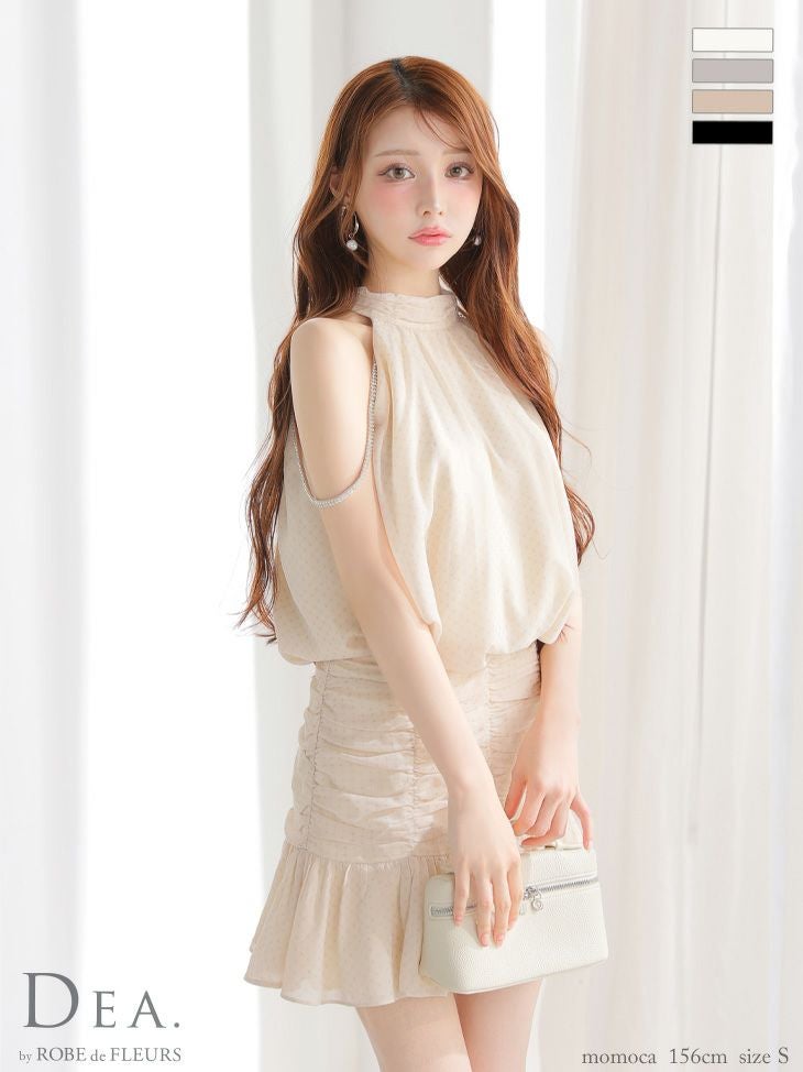 DEA. ディア バイ ローブドフルール ドットシフォンホルターネック