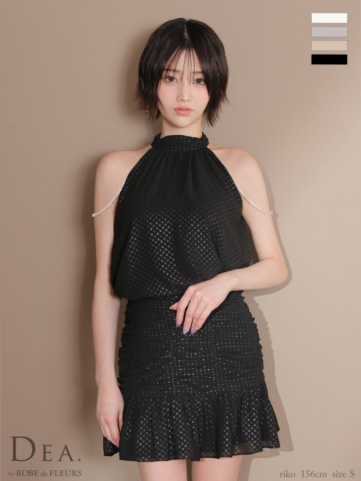 DEA. ディア バイ ローブドフルール ドットシフォンホルターネック
