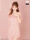 ROBE de FLEURS ローブドフルール 【XSサイズあり】 オフショルフラワーレースフリル袖セットアップミニキャバドレス fm4342