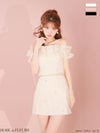 ROBE de FLEURS ローブドフルール 【XSサイズあり】 オフショルフラワーレースフリル袖セットアップミニキャバドレス fm4342