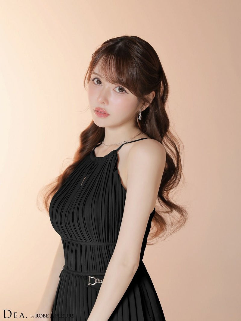 DEA. ディア バイ ローブドフルール 【XSサイズあり】 プリーツホルターネックティアードフレアミニキャバドレス de4628