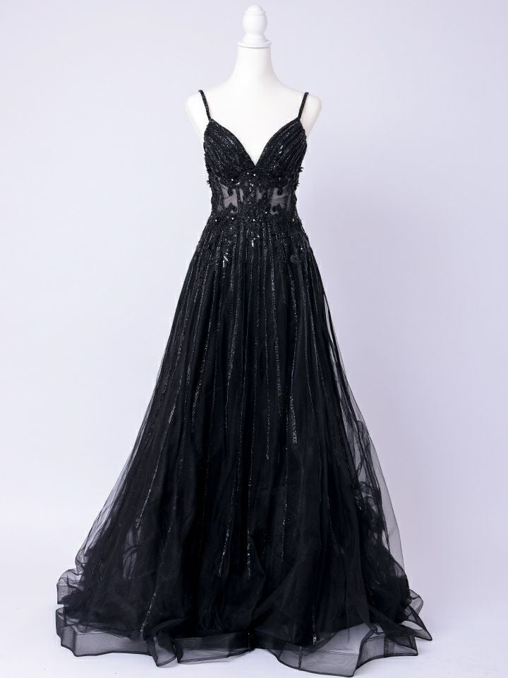 vanityME.couture. バニティミークチュール Noir Crystal Couture ノワール・クリスタル・クチュール ロングドレス バースデー 黒 ビジュー vctr-l-cd994