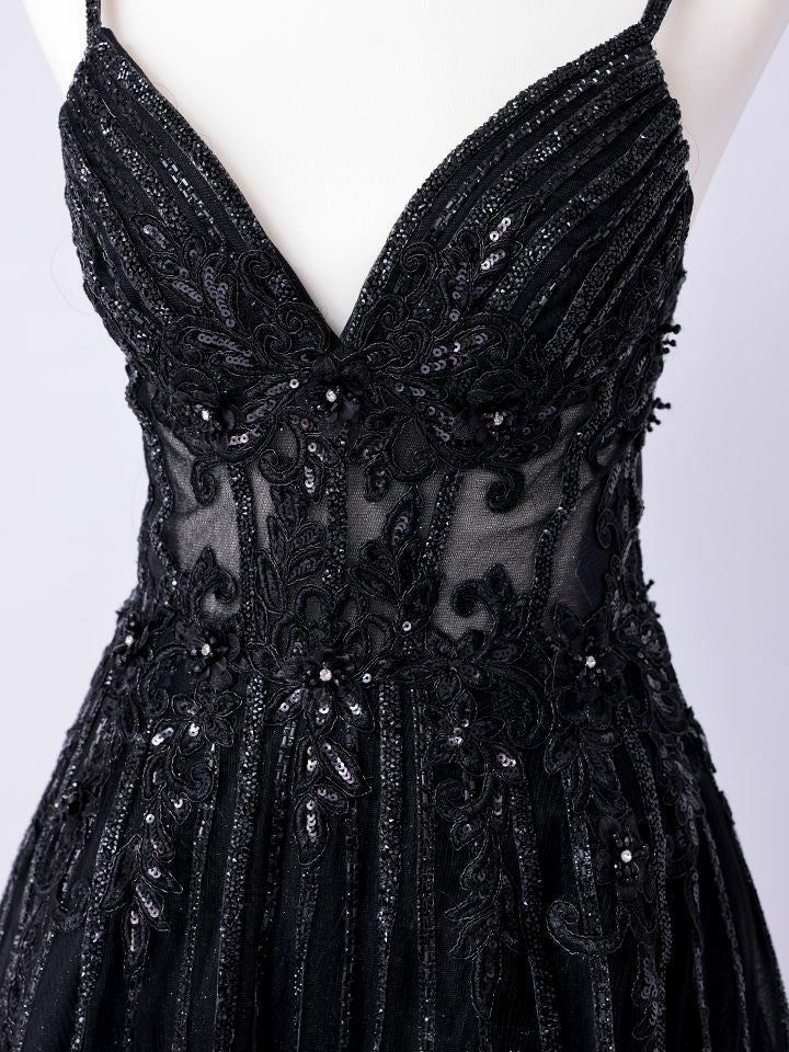 vanityME.couture. バニティミークチュール Noir Crystal Couture ノワール・クリスタル・クチュール ロングドレス バースデー 黒 ビジュー vctr-l-cd994