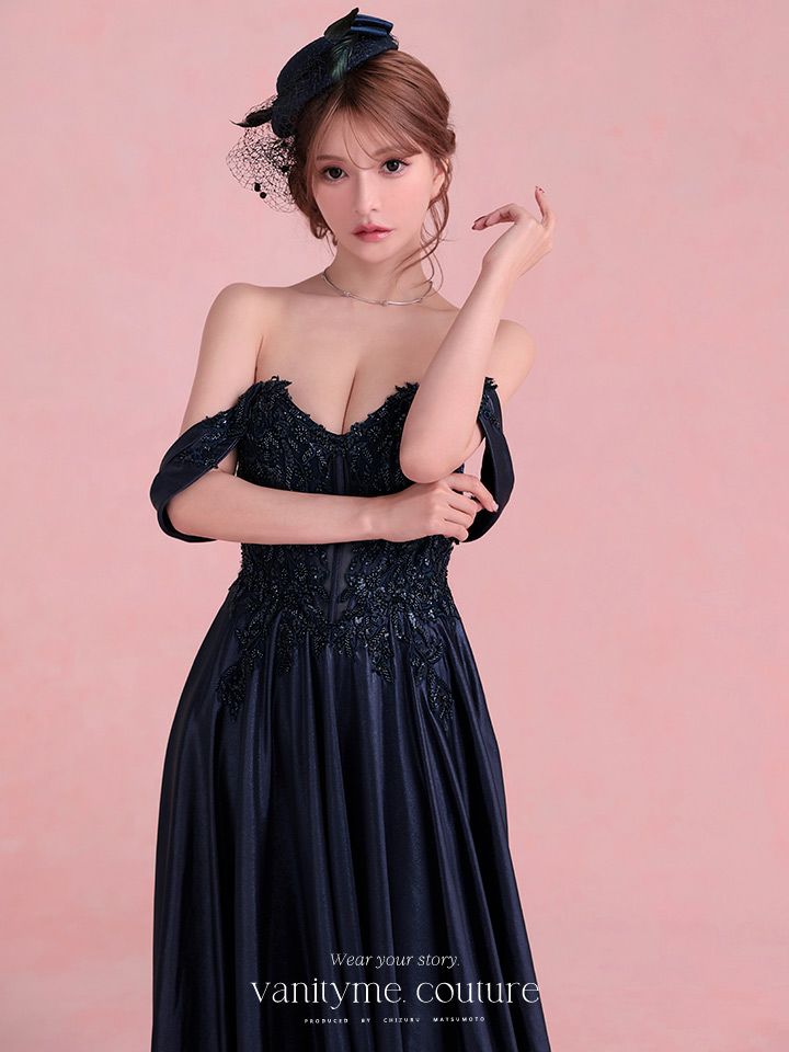 vanityME.couture. バニティミークチュール Noble Navy Couture ノーブル・ネイビー・クチュール ロングドレス 紺 クール vctr-l-cds525-1
