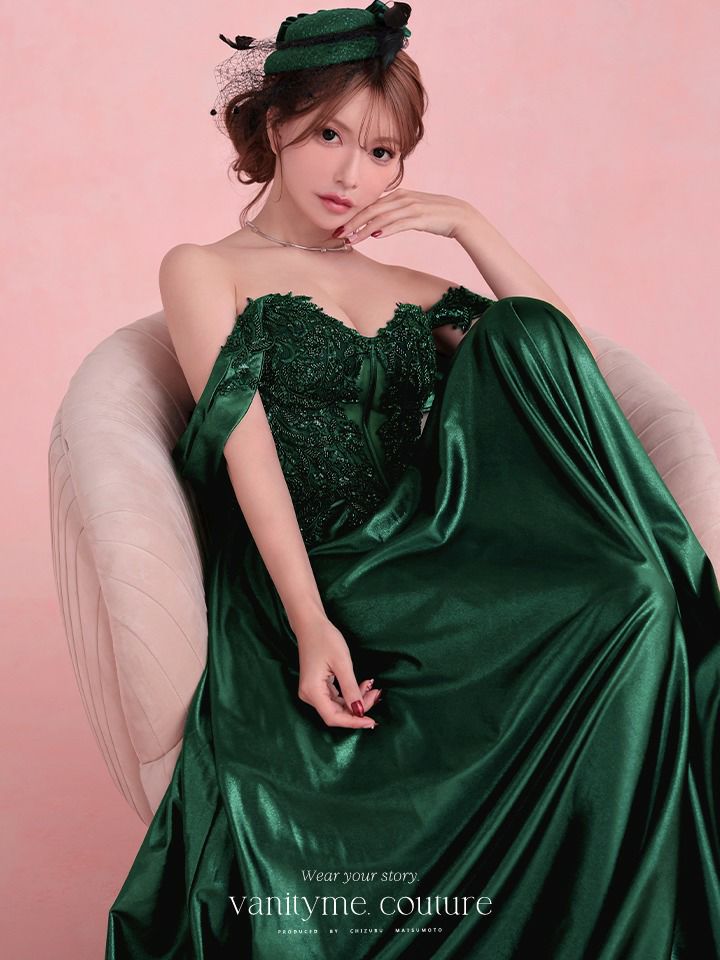 vanityME.couture. バニティミークチュール Noble Emerald Couture ノーブル・エメラルド・クチュール ロングドレス 緑 クール vctr-l-cds525-2