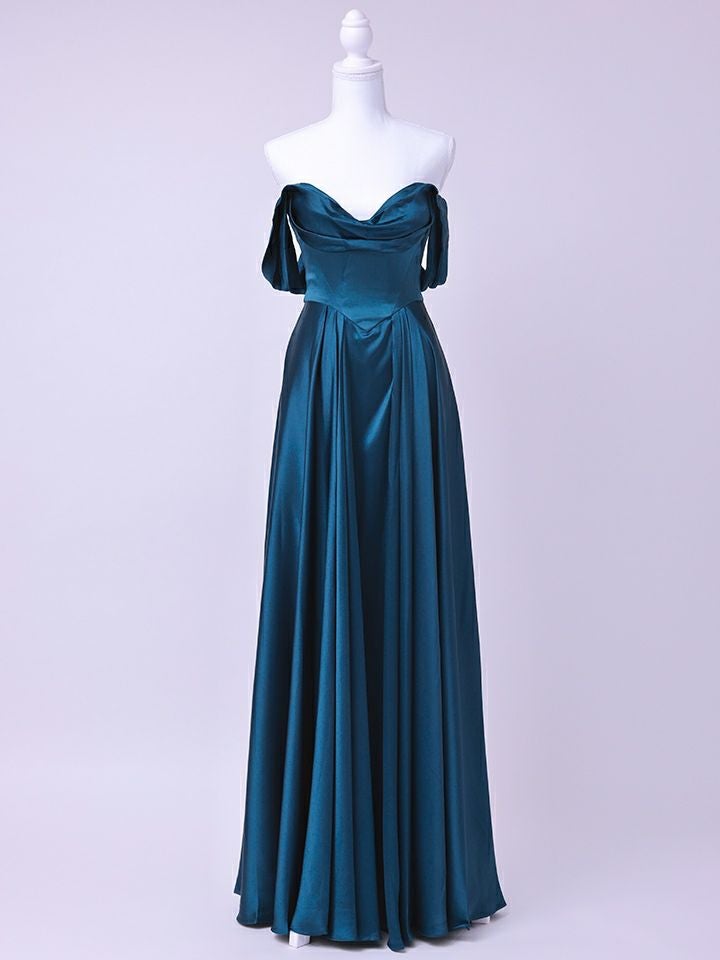 vanityME.couture. バニティミークチュール Silky FrenchNavy Couture シルキー・フレンチネイビー・クチュール ロングドレス 紺 サテン シンプル vctr-l-7449-3