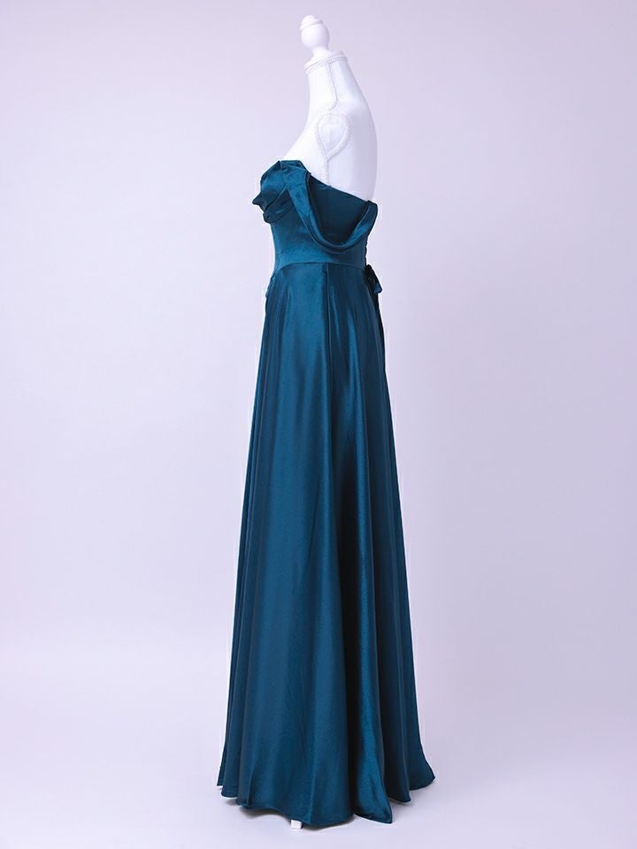 vanityME.couture. バニティミークチュール Silky FrenchNavy Couture シルキー・フレンチネイビー・クチュール ロングドレス 紺 サテン シンプル vctr-l-7449-3