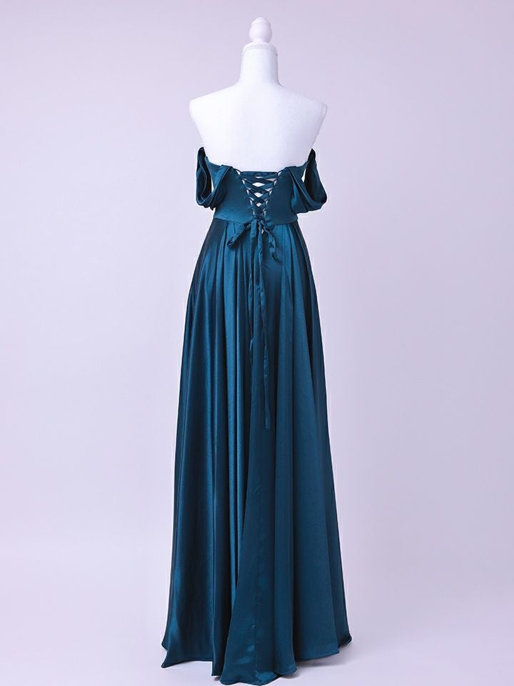 vanityME.couture. バニティミークチュール Silky FrenchNavy Couture シルキー・フレンチネイビー・クチュール ロングドレス 紺 サテン シンプル vctr-l-7449-3