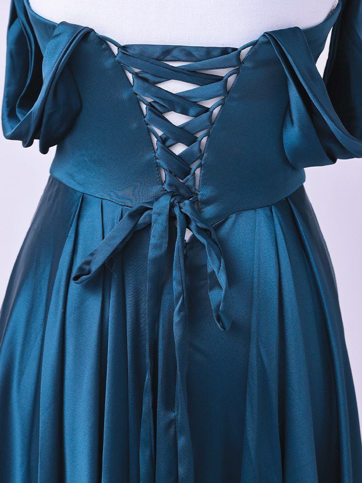 vanityME.couture. バニティミークチュール Silky FrenchNavy Couture シルキー・フレンチネイビー・クチュール ロングドレス 紺 サテン シンプル vctr-l-7449-3