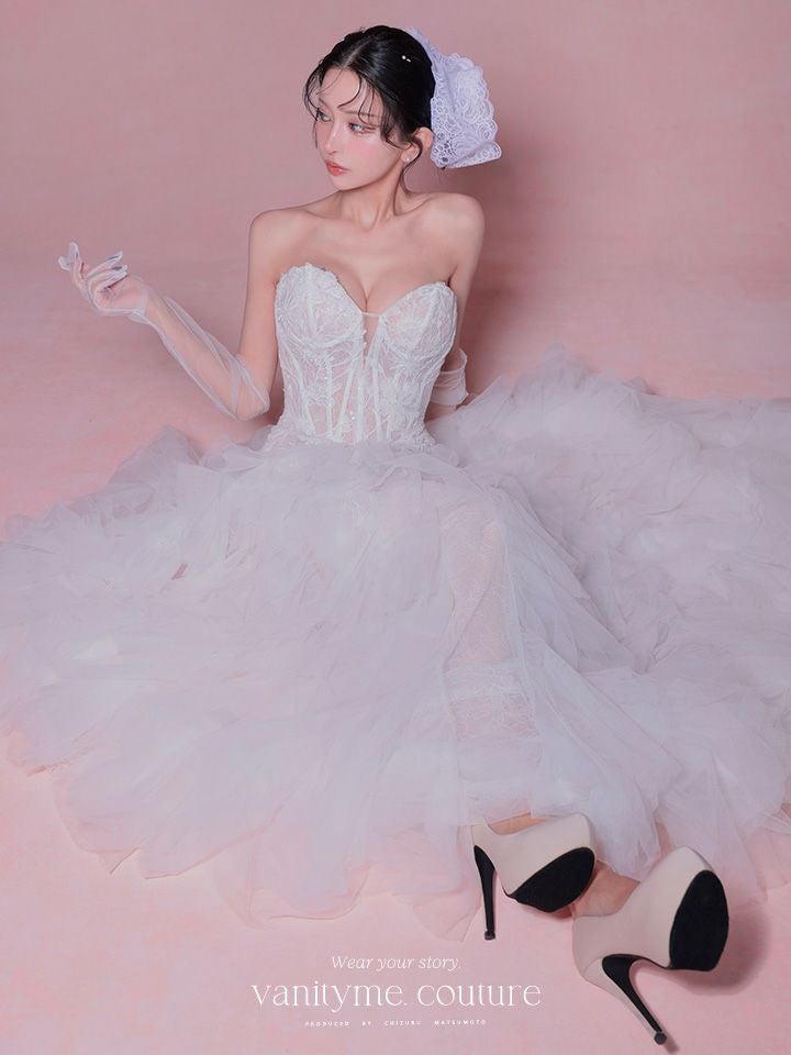 vanityME.couture. バニティミークチュール Blanc Neige Couture ブラン・ネージュ・クチュール ロングドレス 白 ホワイト バースデー vctr-l-wl016