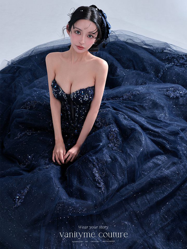 紺色上下ドレス vanityME.couture. バニティーミークチュール Galaxy Navy Couture