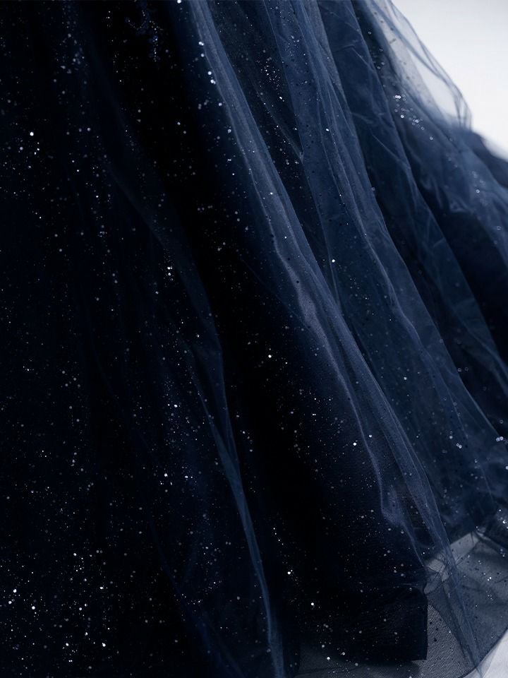 vanityME.couture. バニティミークチュール Galaxy Navy Couture ギャラクシー・ネイビー・クチュール ロングドレス バースデー キラキラ グリッター 紺 vctr-l-5061