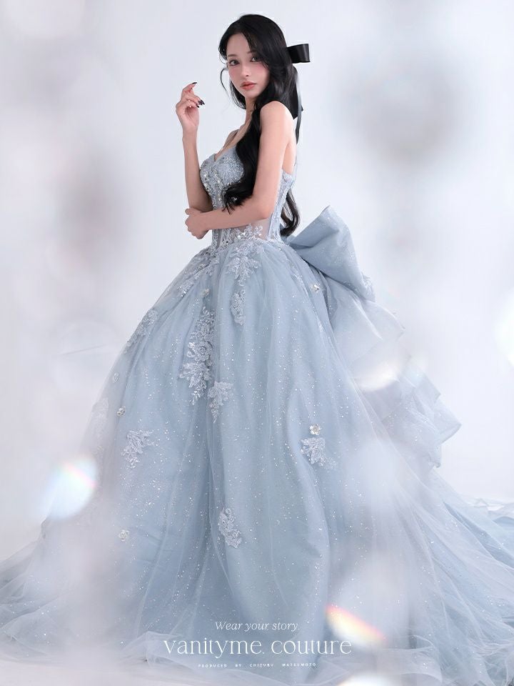 vanityME.couture. バニティミークチュール Dusty Ange Couture ダスティ・アンジュ・クチュール ロングドレス バースデー ダスティブルー くすみブルー 天使 vctr-l-5073