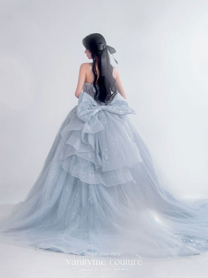 vanityME.couture. バニティミークチュール Dusty Ange Couture ダスティ・アンジュ・クチュール ロングドレス バースデー ダスティブルー くすみブルー 天使 vctr-l-5073