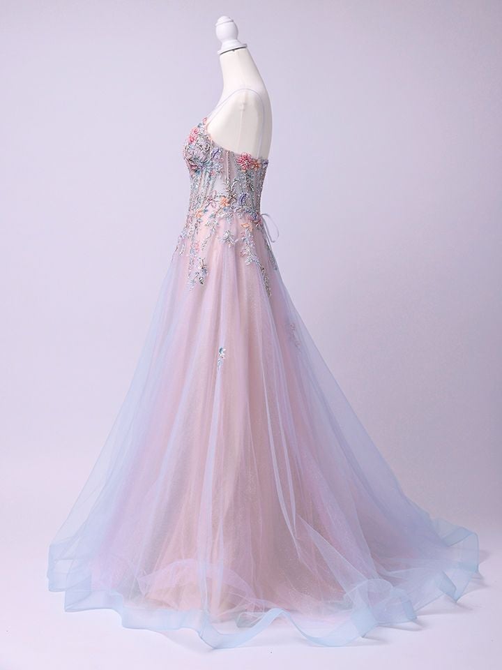 vanityME.couture. バニティミークチュール Aurore Fleur Couture オーロラ・フルール・クチュール ロングドレス パステル グラデーション 刺繍 花柄 バースデー vctr-l-a1477