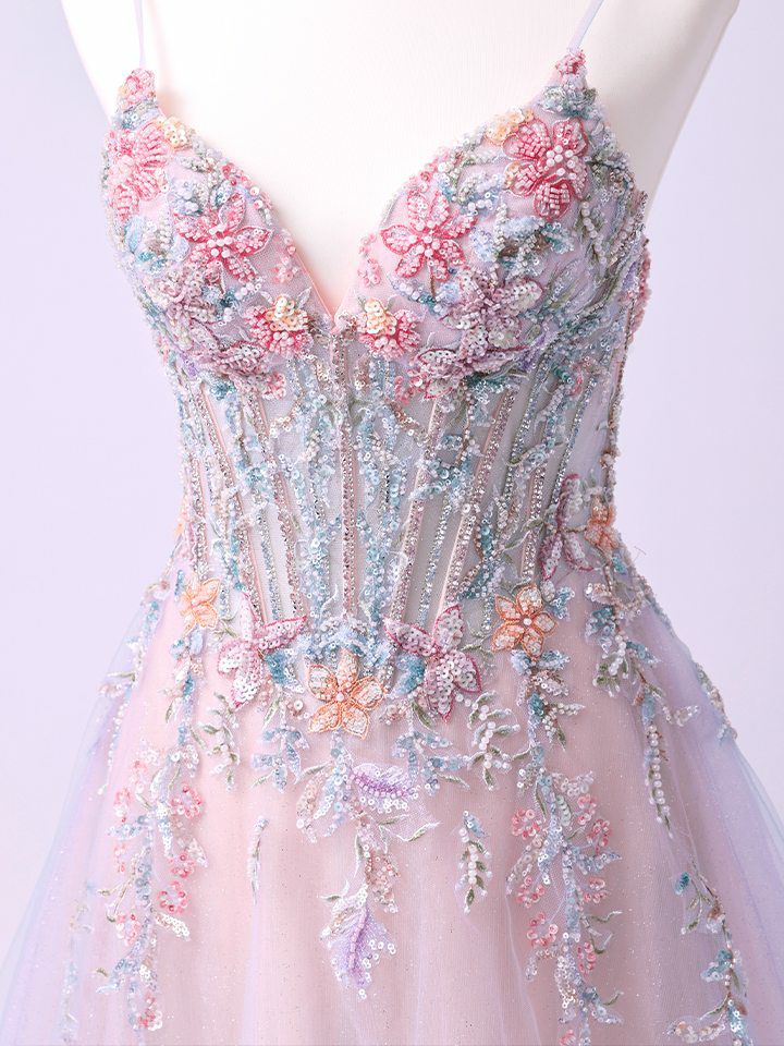 vanityME.couture. バニティミークチュール Aurore Fleur Couture オーロラ・フルール・クチュール ロングドレス パステル グラデーション 刺繍 花柄 バースデー vctr-l-a1477